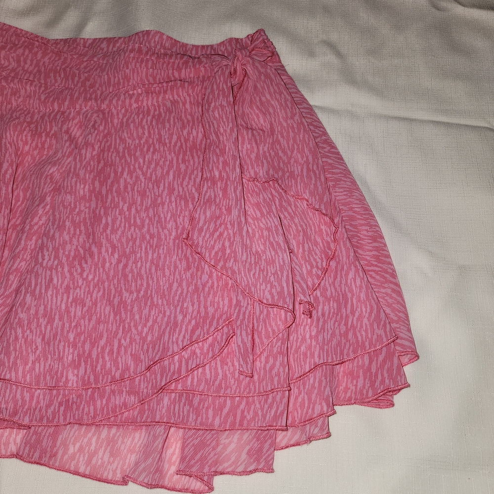 Aerie Pink Ruffle Mini Skirt Flowy Boho Coquette Tiered Skort Small Feminine - Picture 2 of 6